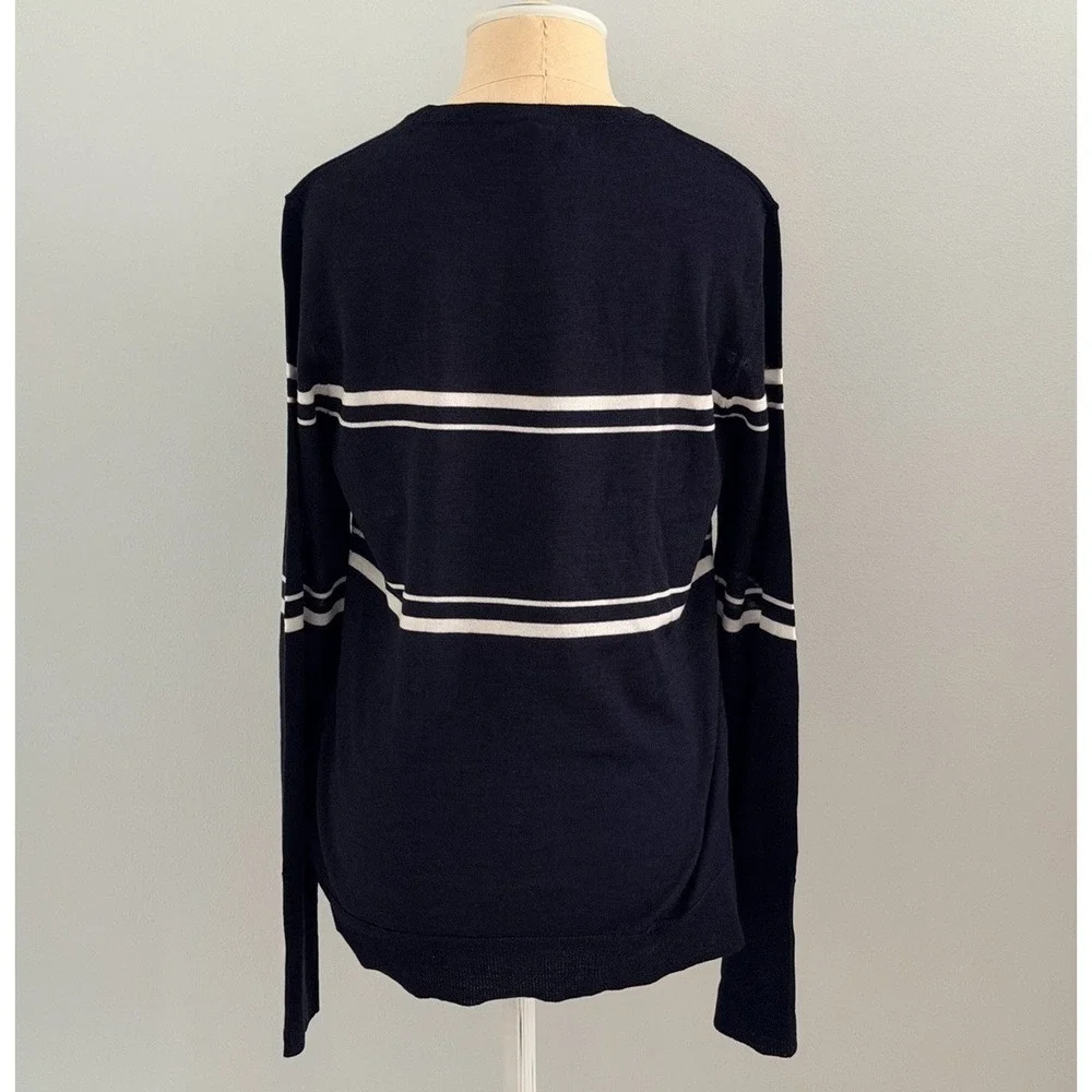 NWT L'Etoile Sport Women's M The Club Merino Wool Sweater Navy Blue Cozy Golf